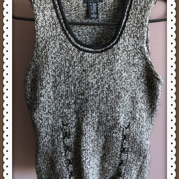 Apanage Collection Women Dark Gray/Light Gray  Blended Merino Knitted Vest Sz M - Picture 5 of 9